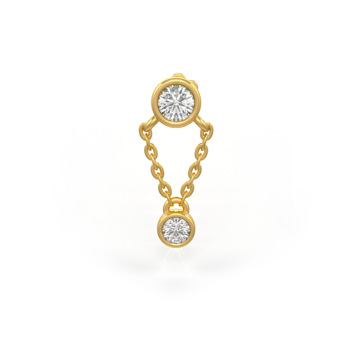 Diamond Cartilage Stud Chain Drop in 18ct Yellow Gold 0.11ct Singular Earring