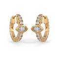 Boucles d'oreilles créoles en or jaune 18 carats serties d'un diamant solitaire marquise de 1 carat (paire), à ​​porter au cartilage ou au lobe.