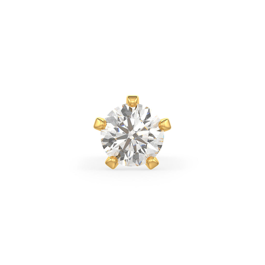 Elegant gold solitaire nose piercing stud