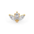 Marquise diamond lotus nose stud front view