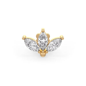 Marquise diamond lotus nose stud front view