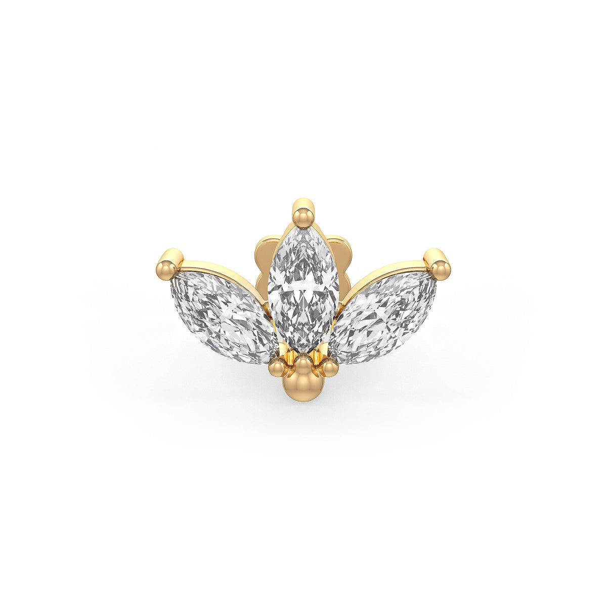 Marquise diamond lotus nose stud front view