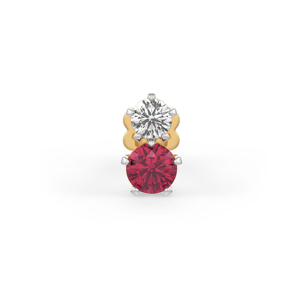 Piercing de nez Toi et Moi en rubis et diamants | Or blanc 18 carats