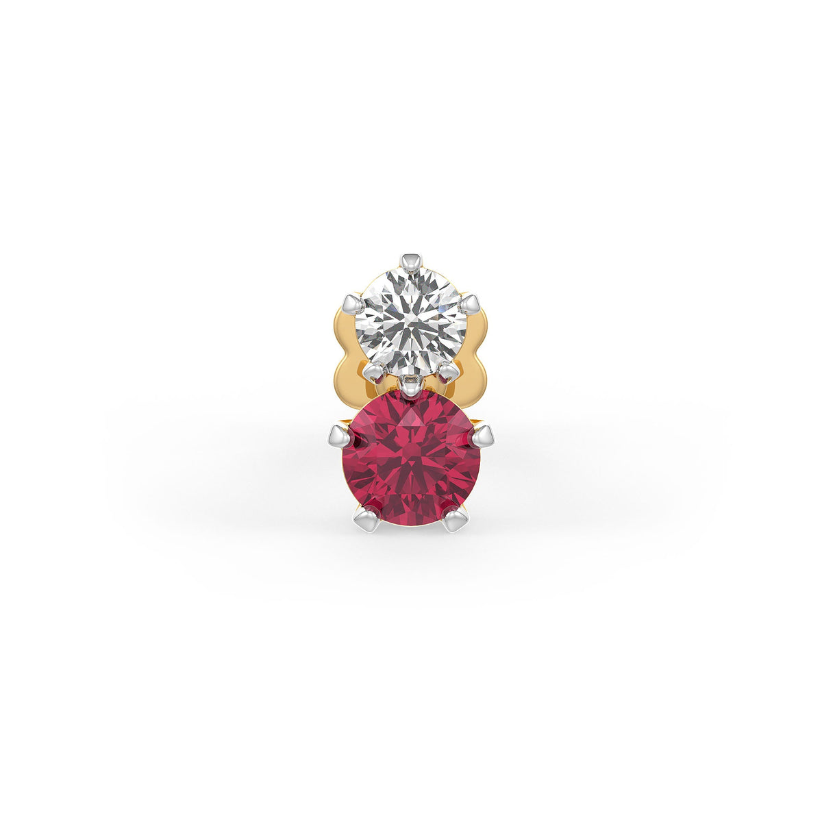 Piercing de nez Toi et Moi en rubis et diamants | Or blanc 18 carats