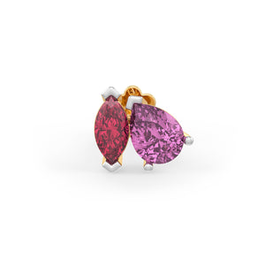 Ruby Pink Sapphire Nose Pin in 18ct Yellow Gold Nasal Piercing