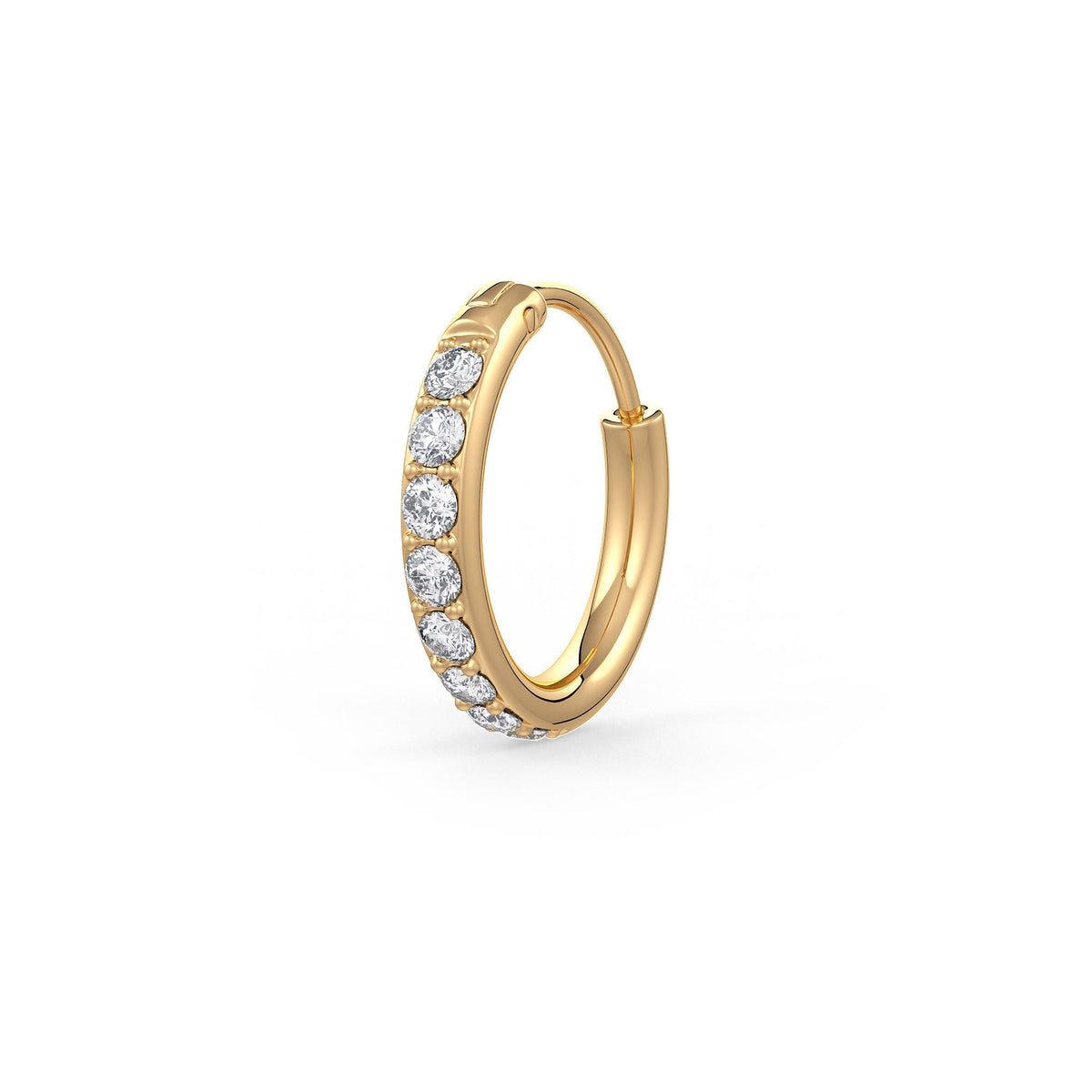 Skinny diamond nose ring 18ct yellow gold hoop stylish design