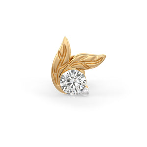 Diamond Nose Stud in 18ct Yellow Gold Leaf 0.08ct Screwback Pin
