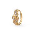 Stylish diamond nose hoop 18ct yellow gold with leaf design