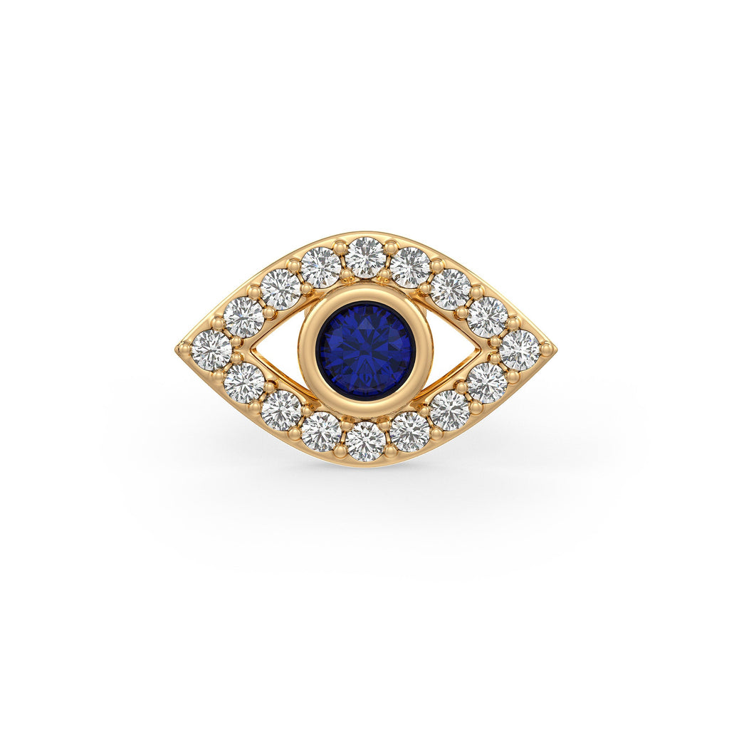 Sapphire diamond evil eye piercing stud