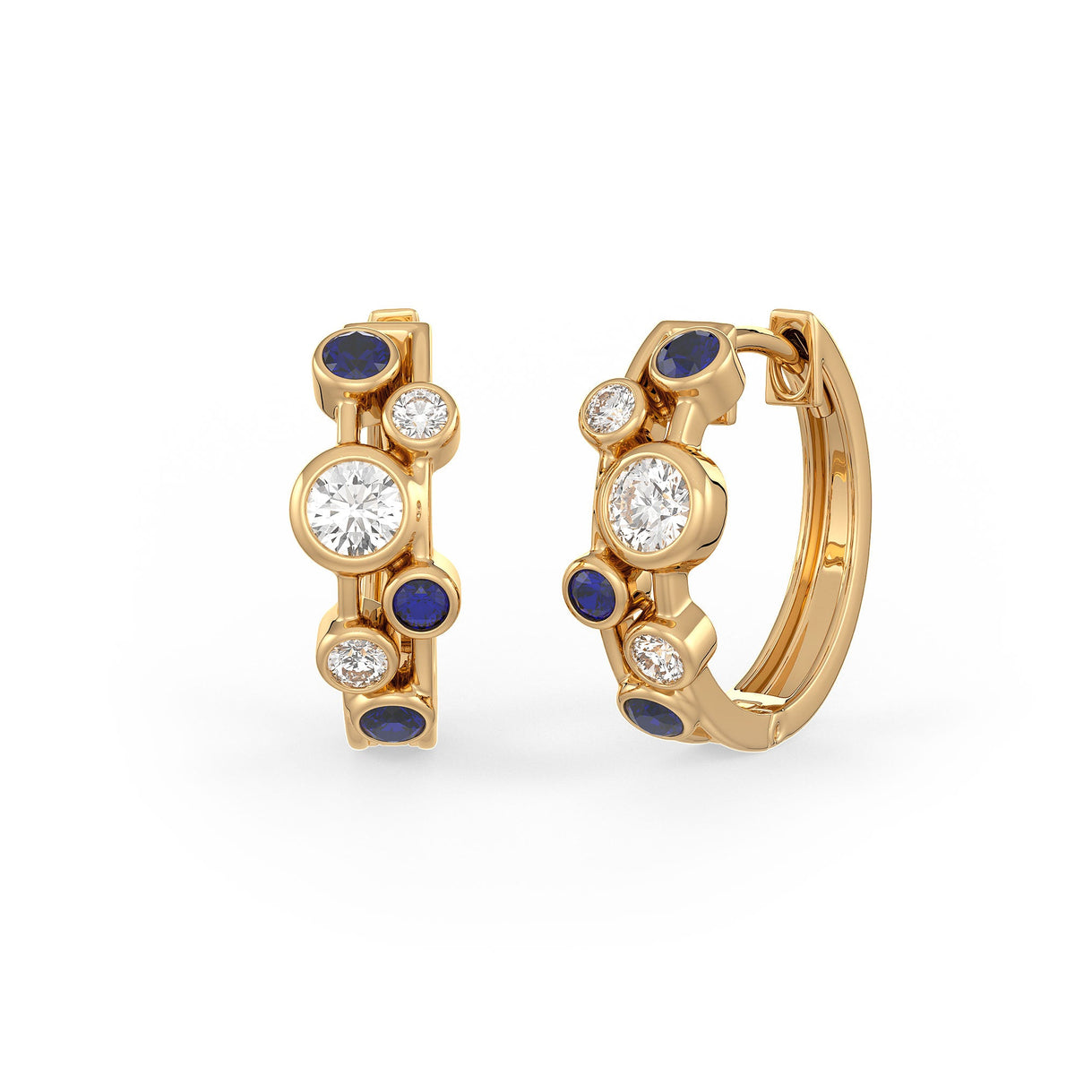 Polished gold hoop profile showing the rounded bubble detailing