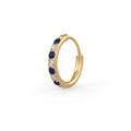 Diamond sapphire skinny nose hoop yellow gold