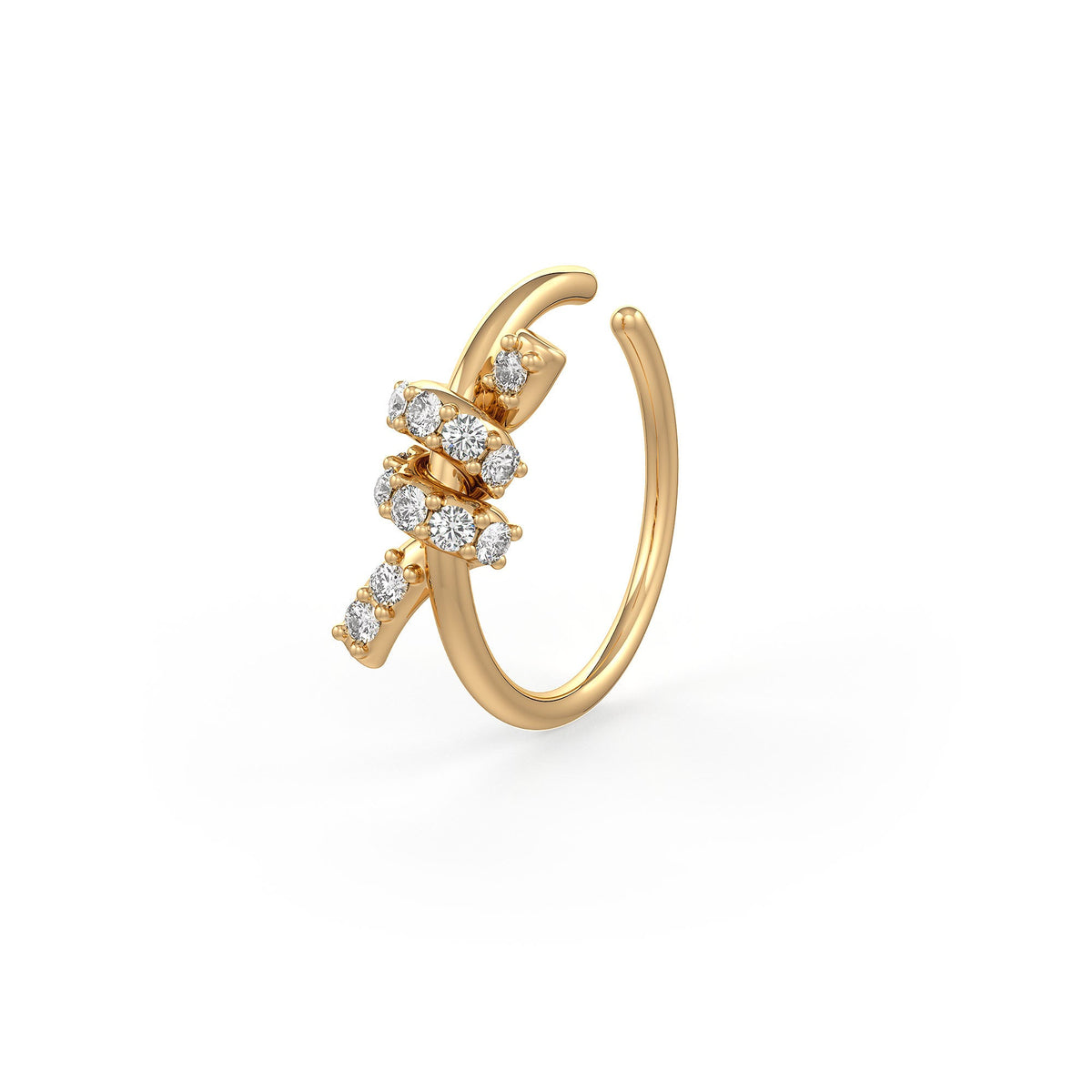 Skinny Knot Diamond Nose Ring 18ct Yellow Gold