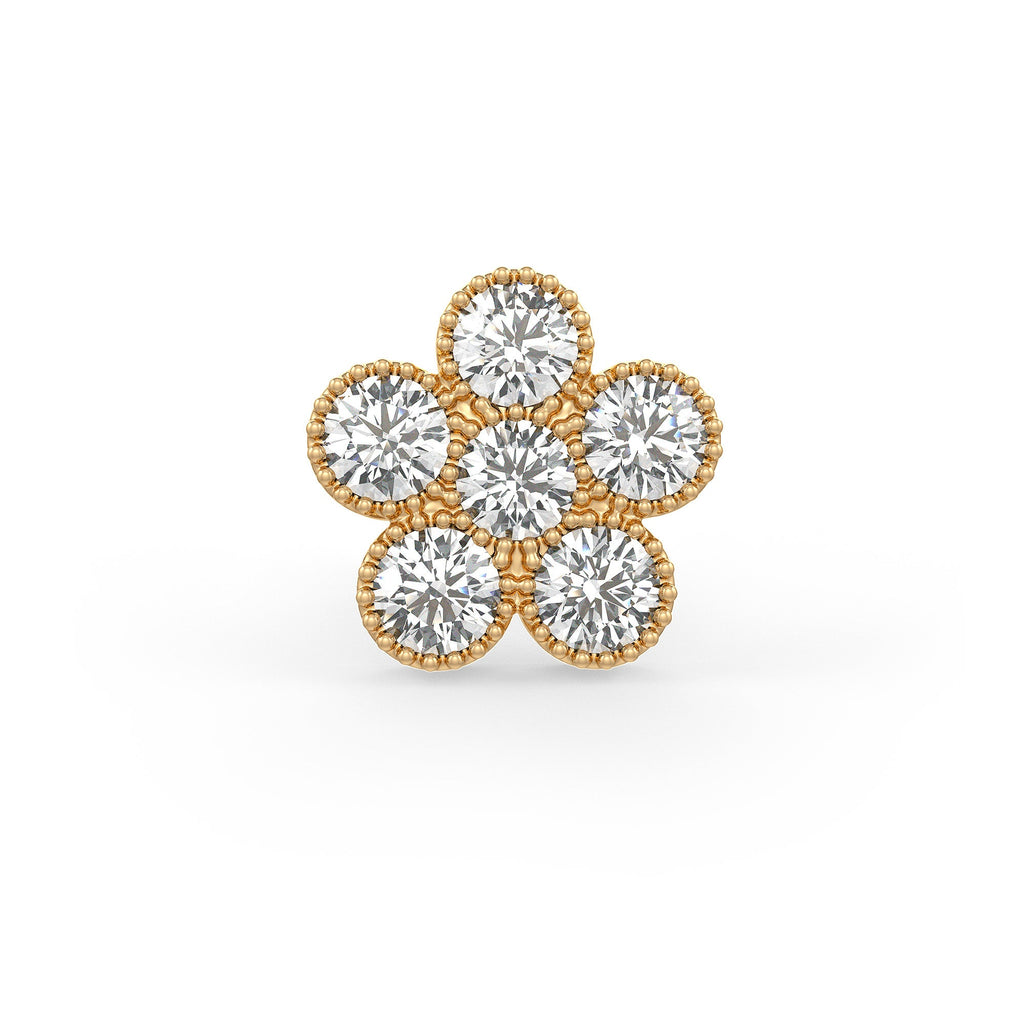 Daisy Flower Diamond Cartilage Stud 18ct Yellow Gold Earring 0.33ct