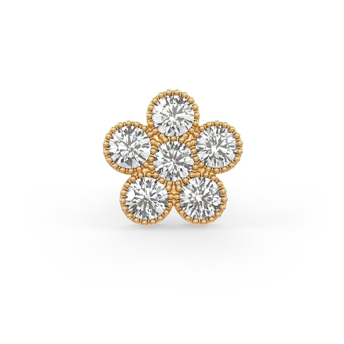 Daisy Flower Diamond Cartilage Stud 18ct Yellow Gold Earring 0.33ct