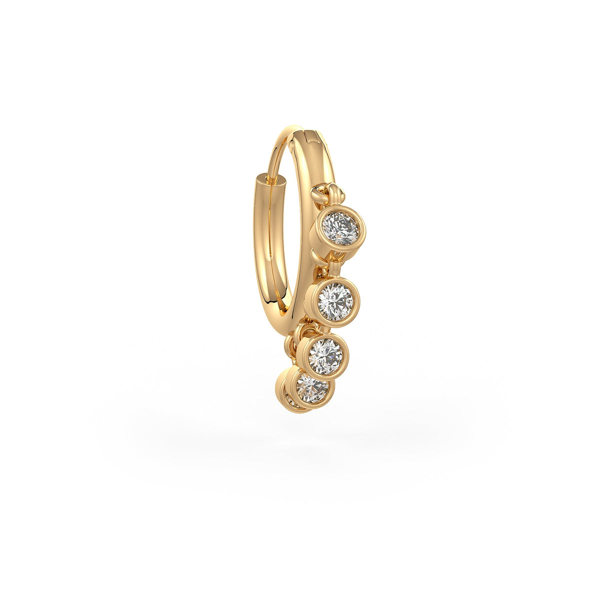 Diamond Cartilage Hoop Earring in 18ct Yellow Gold Bezel charms