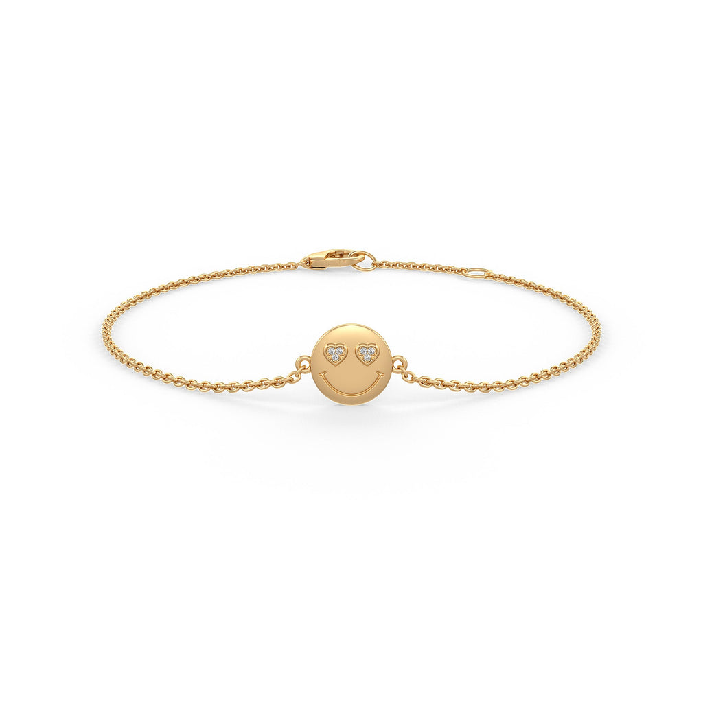 18ct Yellow Gold Emoji Smiley Diamond Bracelet Cervin Blanc