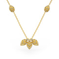 Collier en or jaune 18 carats serti de diamants de 1,20 ct, motif de pétales de nénuphar.