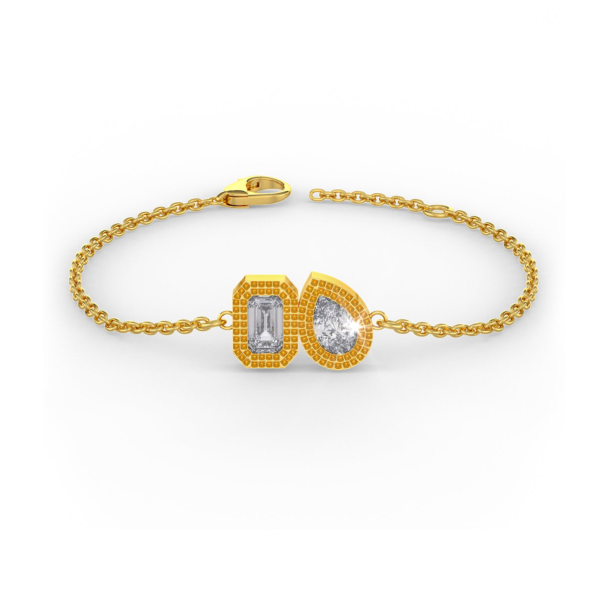 Bracelet Toi Et Moi en or jaune 18 carats serti de diamants (0,40 ct).