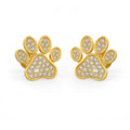 Diamond Paw Earrings Yellow Gold