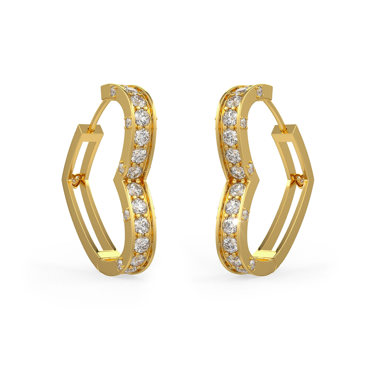 1 Karat Diamant-Herzohrringe aus Gelbgold