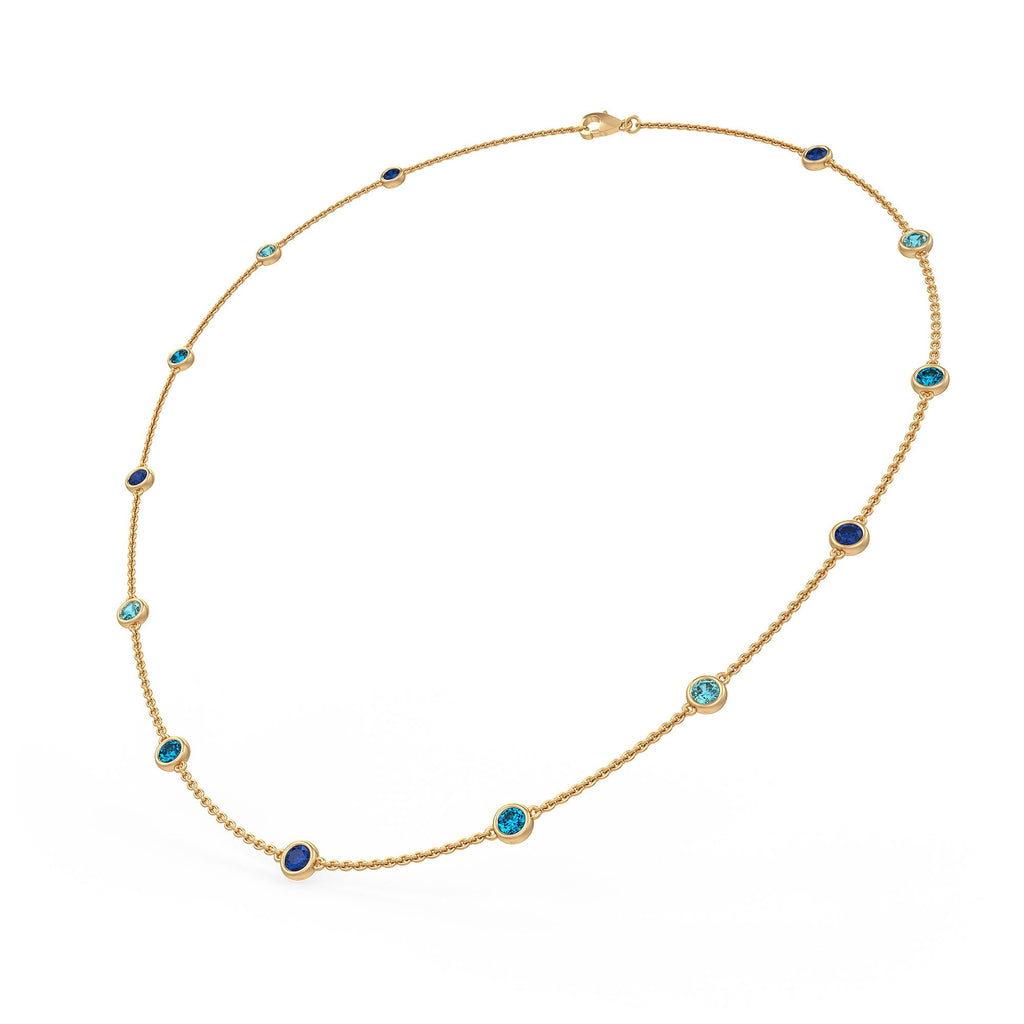 Sapphire topaz and aquamarine by yard necklace