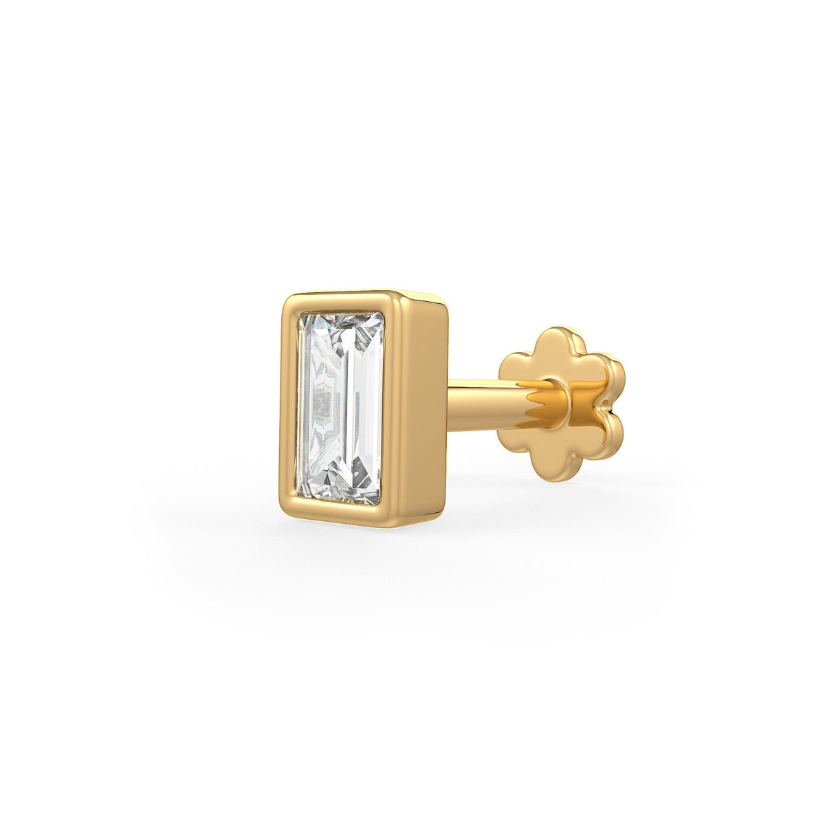Elegant yellow gold diamond nose stud