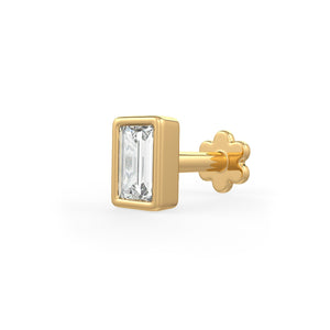 Baguette Diamond Nose Pin in 18K Yellow Gold