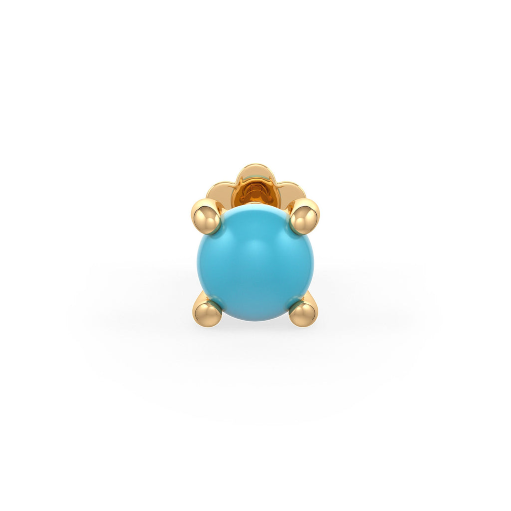 2.5mm turquoise nose stud in gold