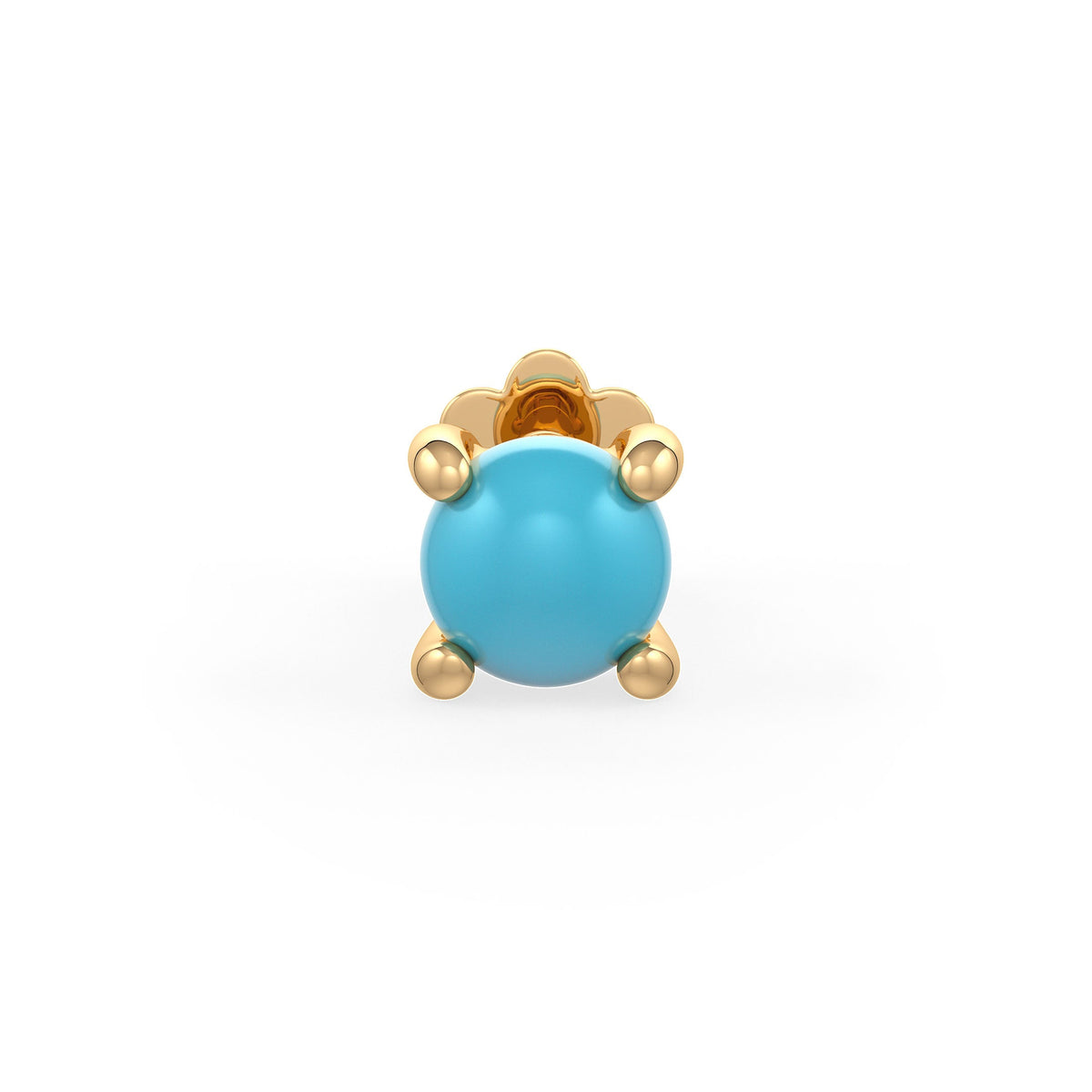 2.5mm turquoise nose stud in gold