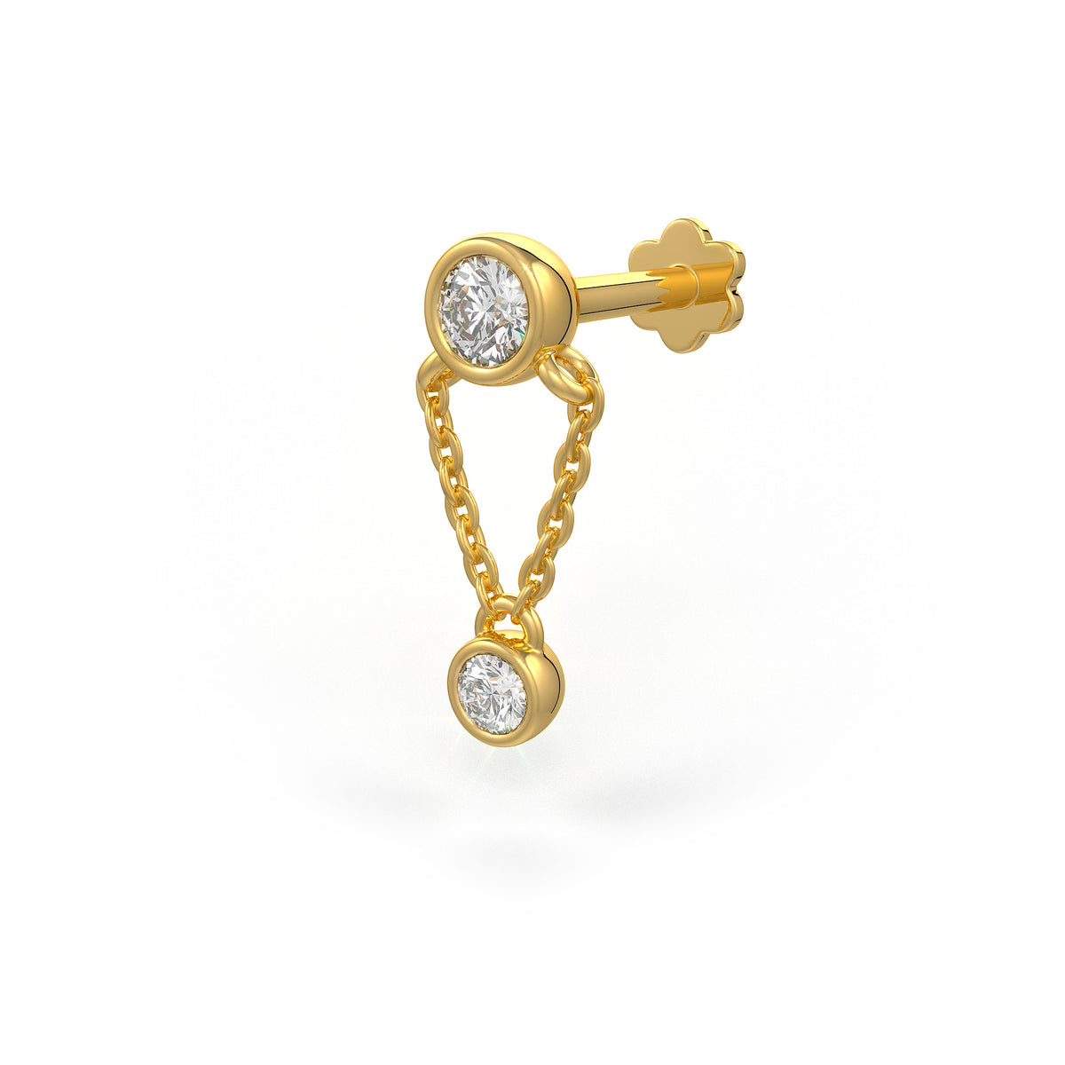Diamond Cartilage Stud Chain Drop in 18ct