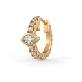 Boucles d'oreilles créoles en or jaune 18 carats, serties d'un diamant solitaire marquise de 0,50 carat (à l'unité), serties sur toute la longueur (12 mm), à porter au cartilage ou au lobe.
