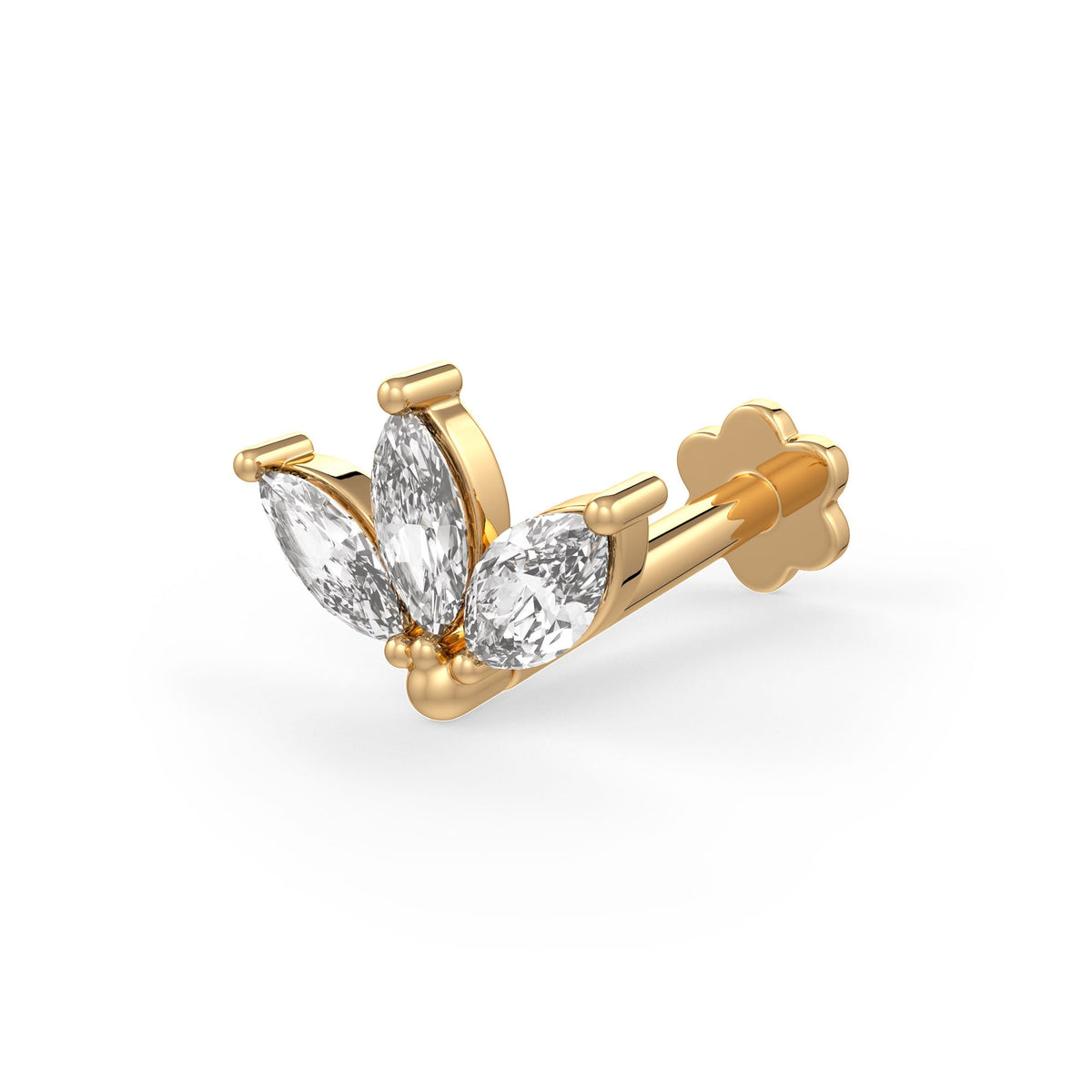 Marquise diamond lotus nose pin
