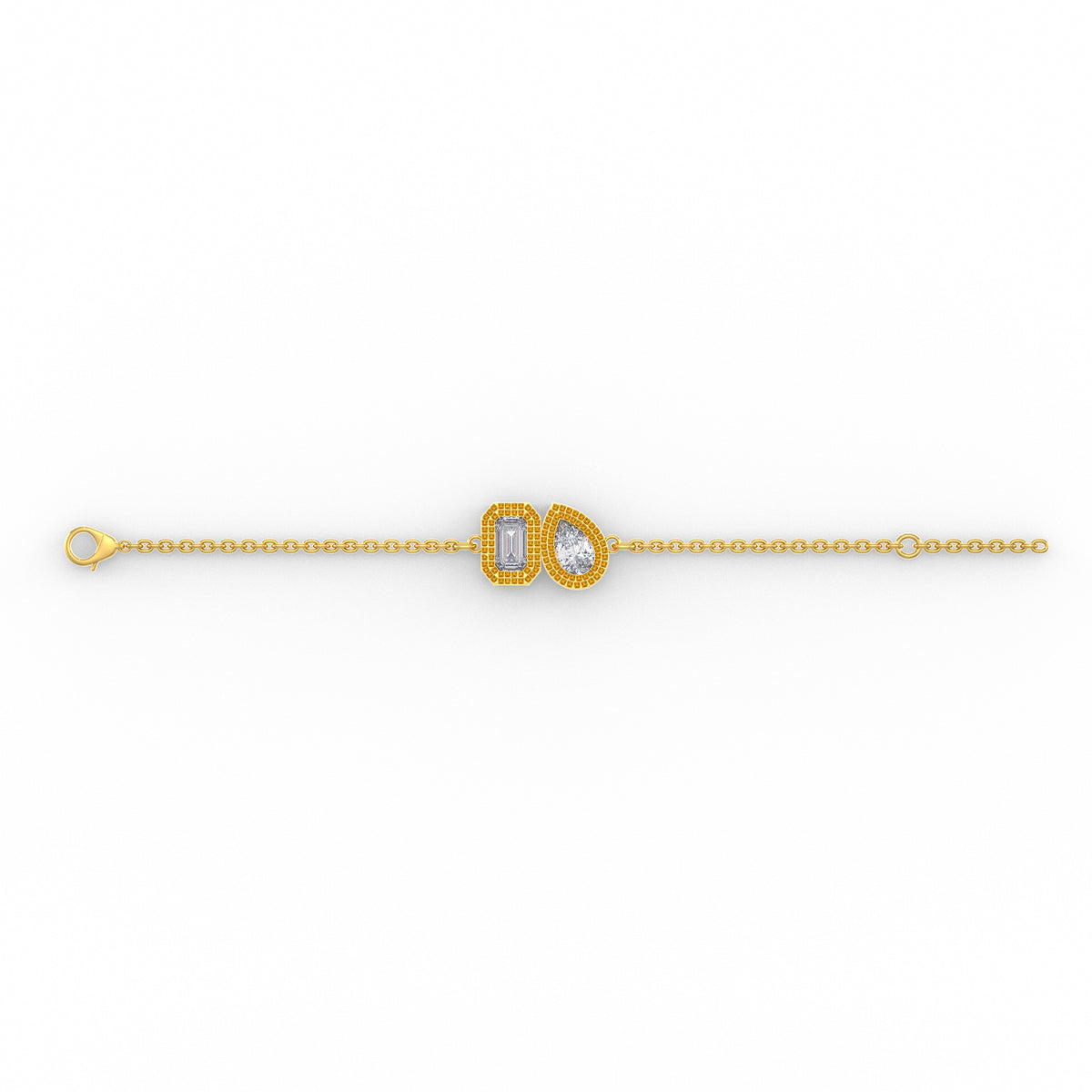 Bracelet Toi Et Moi en or jaune 18 carats serti de diamants (0,40 ct).