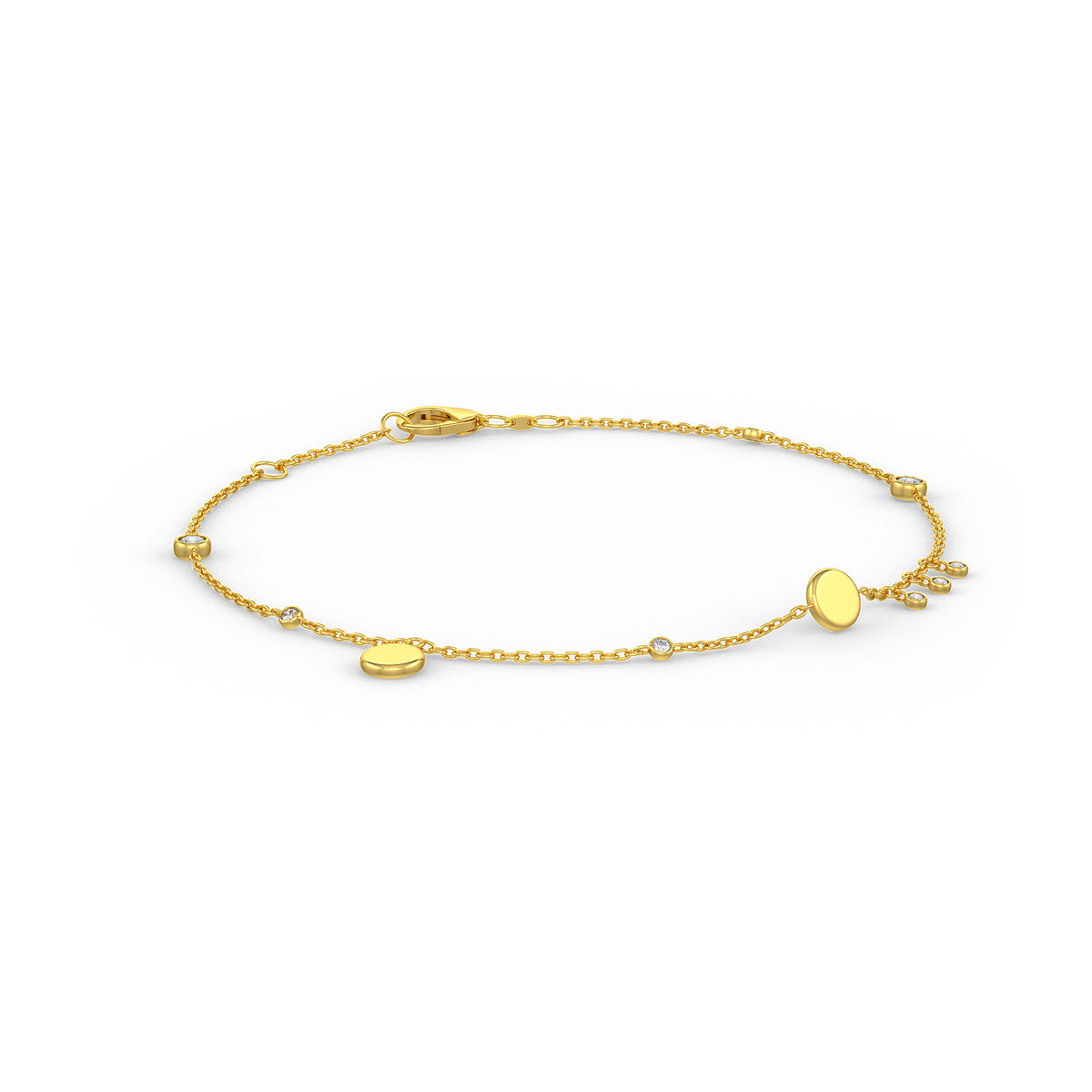 Modern bezel-set diamond charm bracelet