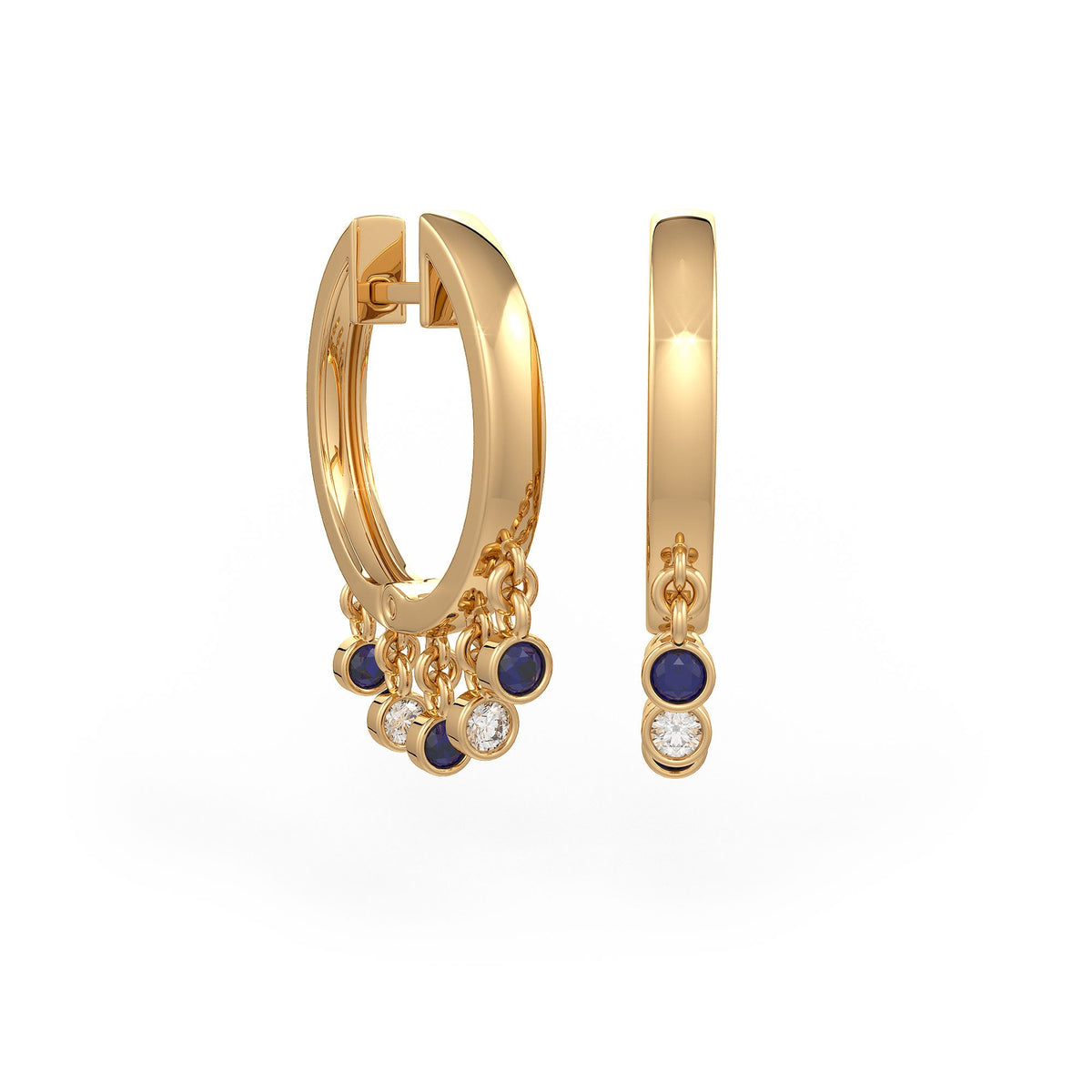 18ct yellow gold sapphire and diamond earrings