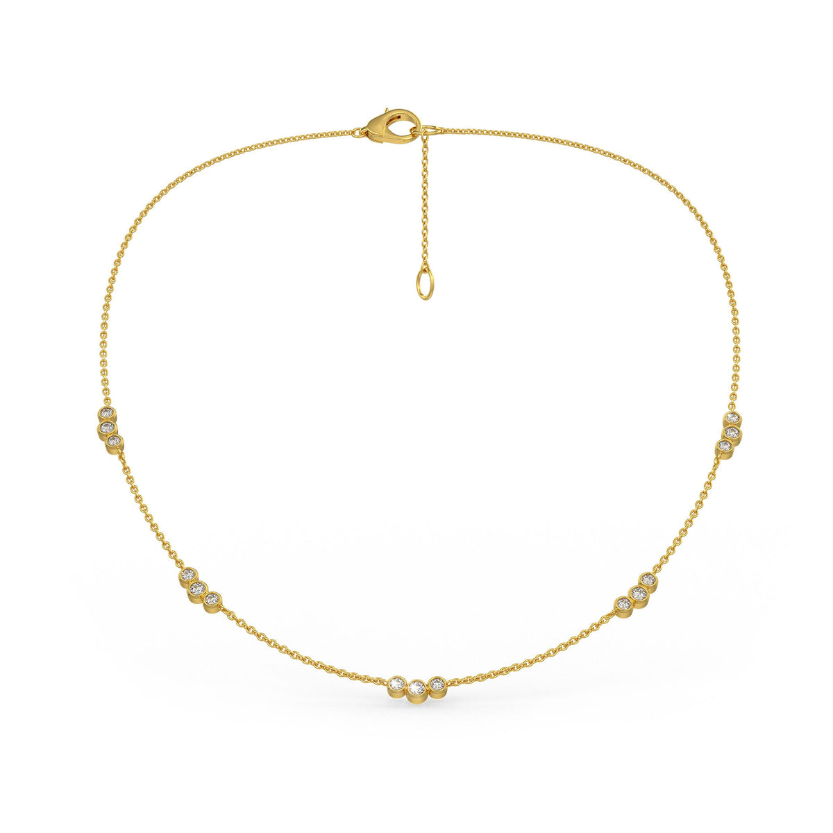 18ct yellow gold diamond necklace trilogy