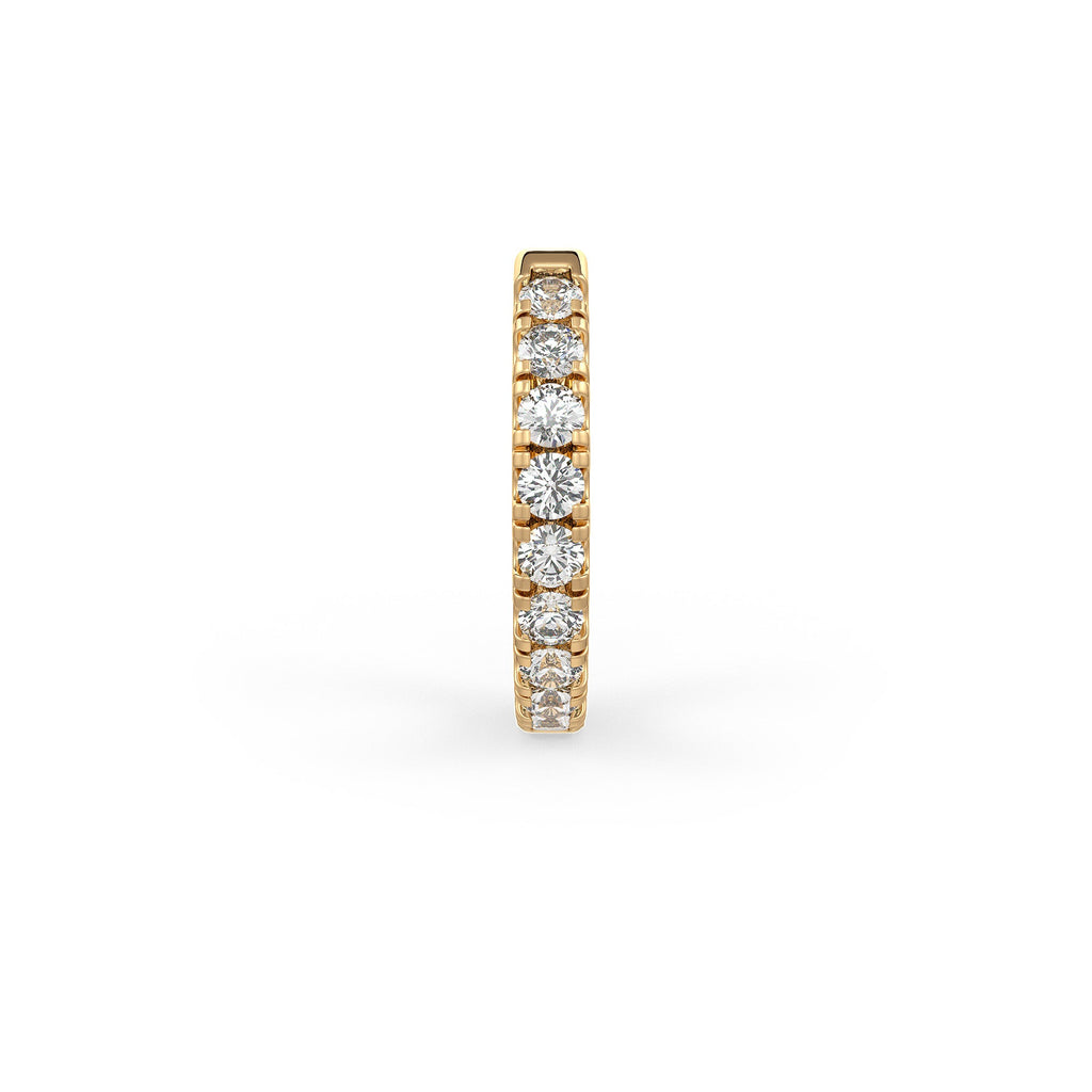 Diamond set 10mm yellow gold hoop for lobe piercing