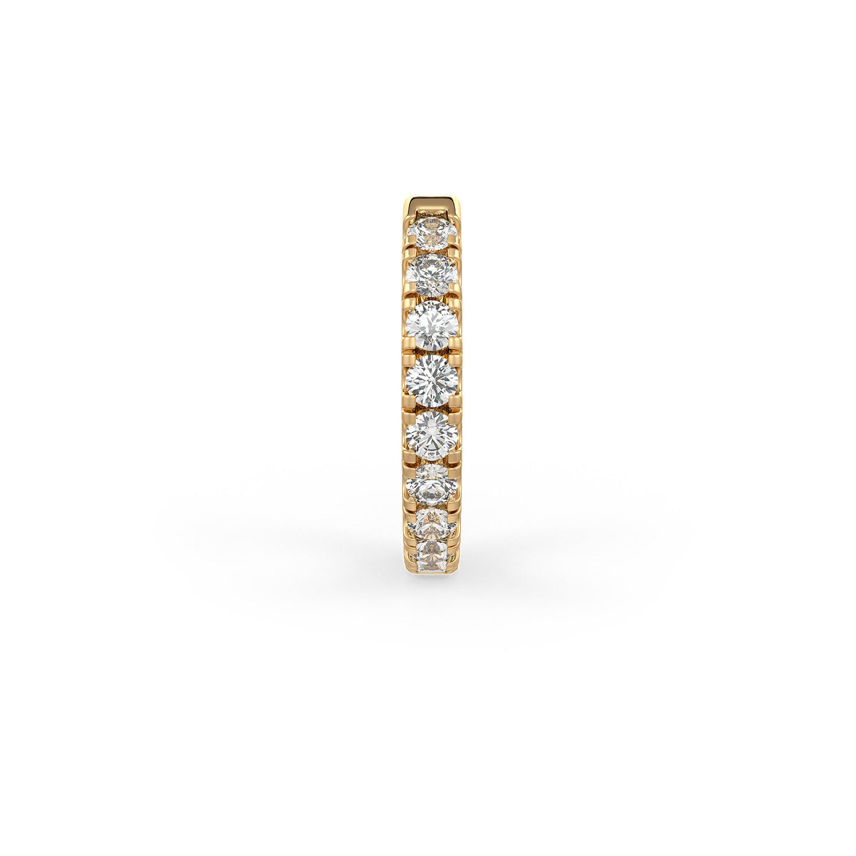 Diamond set 10mm yellow gold hoop for lobe piercing