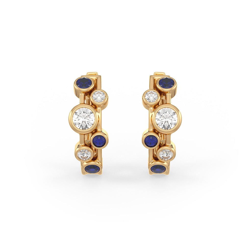 Compact hoop silhouette designed with alternating gemstone details