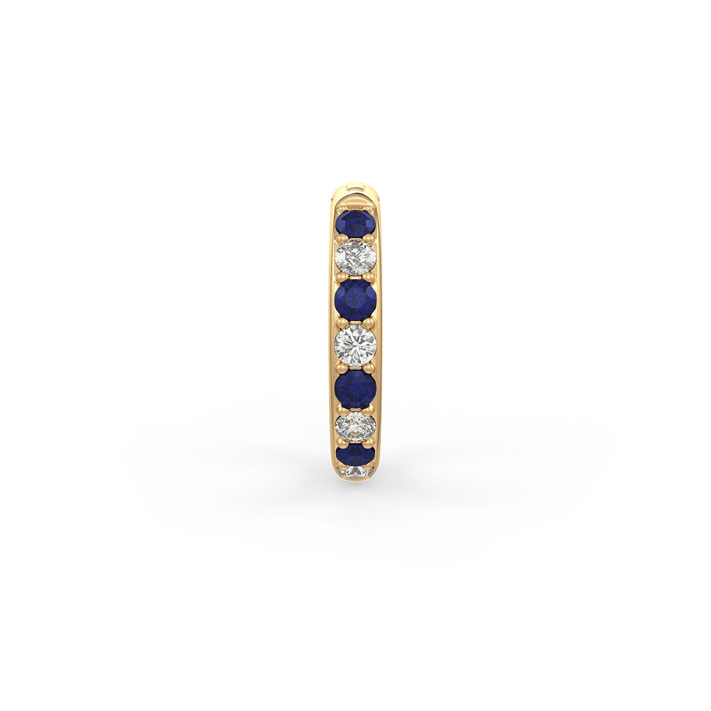 Skinny diamond sapphire nose hoop gemstone ring