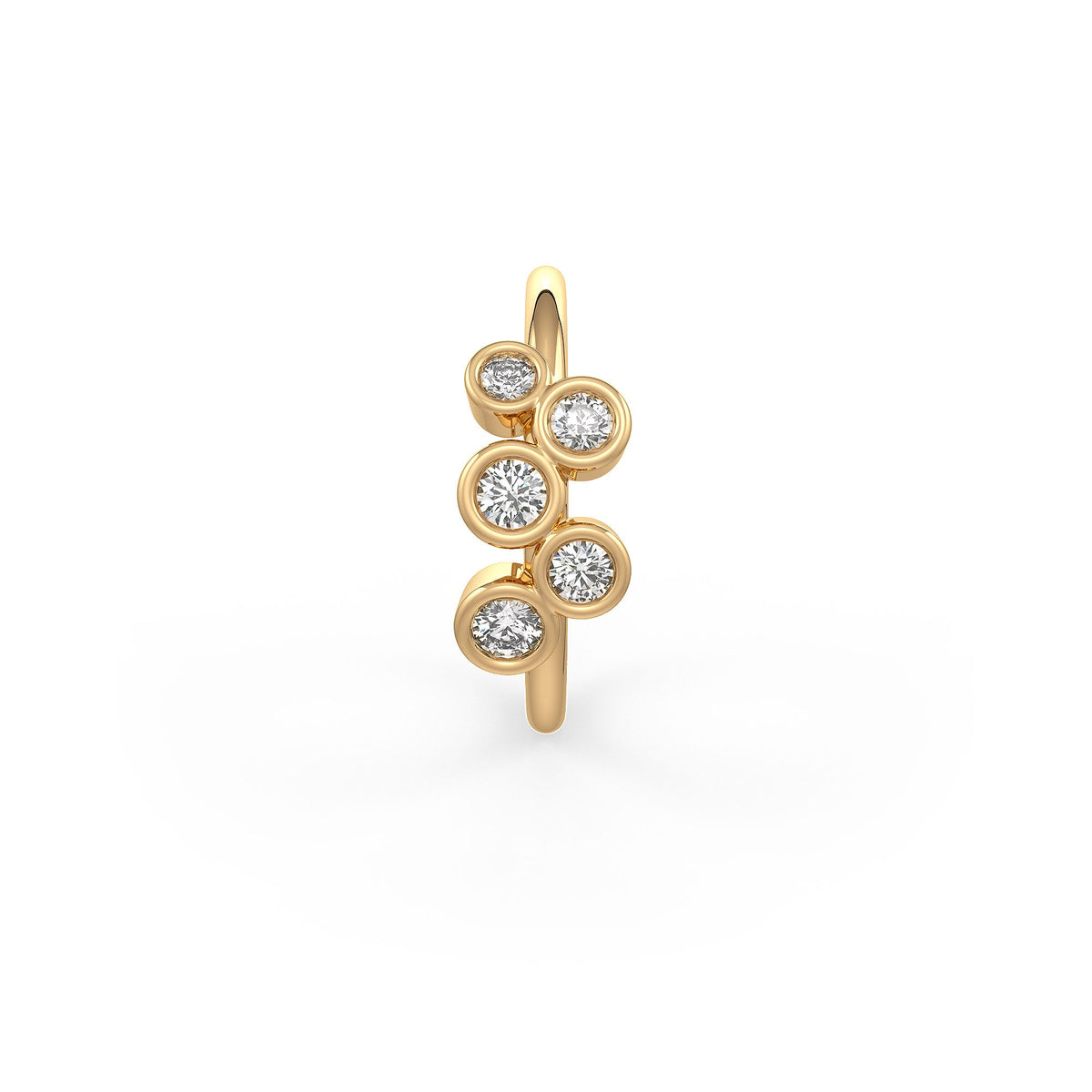 Skinny Diamond Bubble Nose Hoop Ring 18ct Yellow Gold