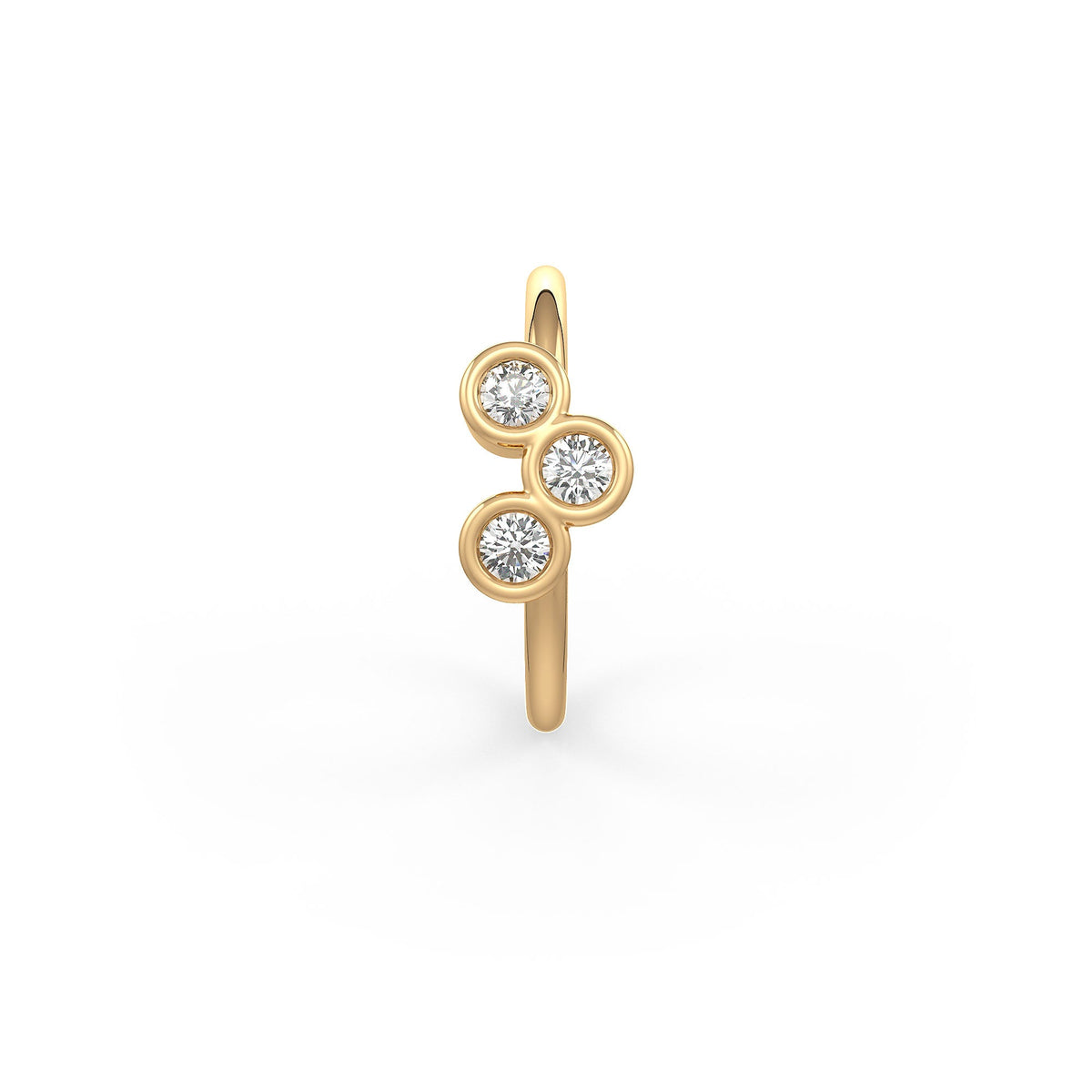 Skinny Diamond Nose Ring Trilogy Hoop 18ct Yellow Gold