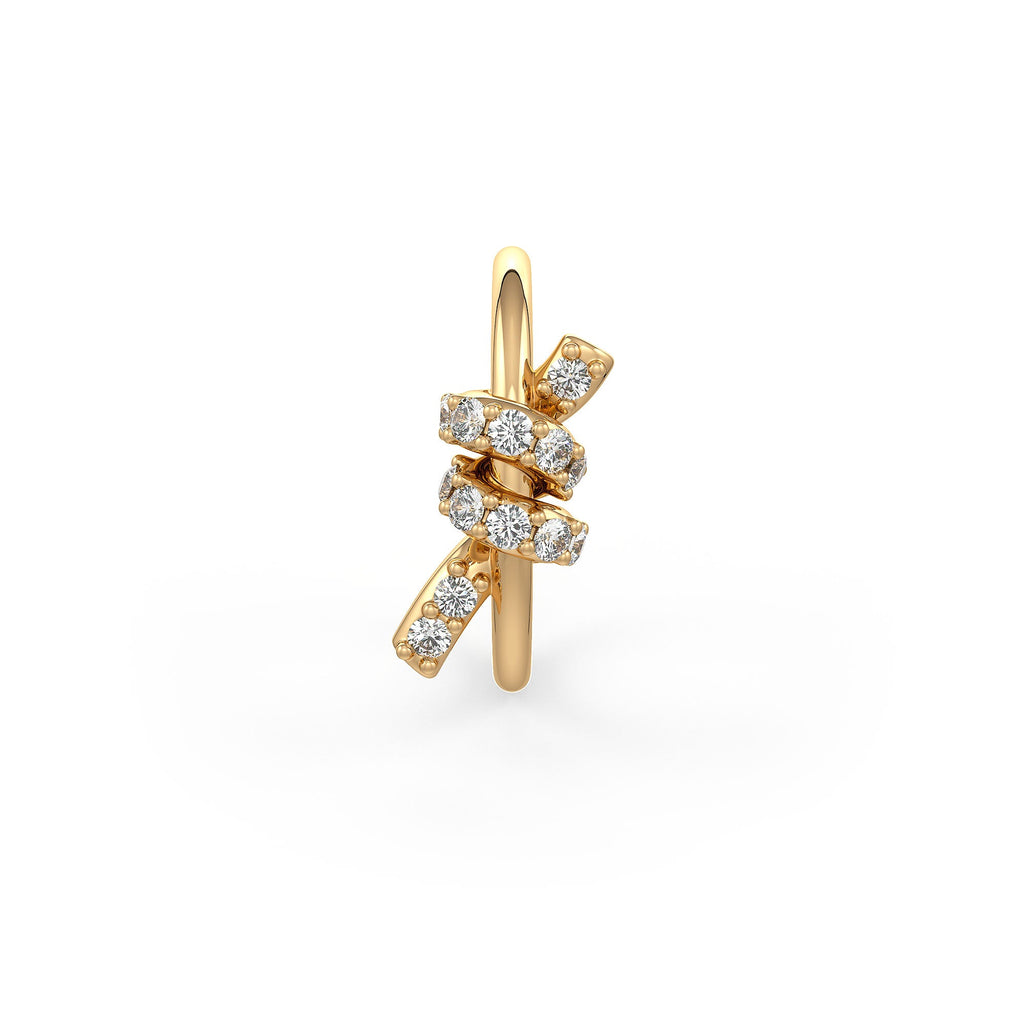 Skinny Knot Diamond Nose Ring 18ct Yellow Gold