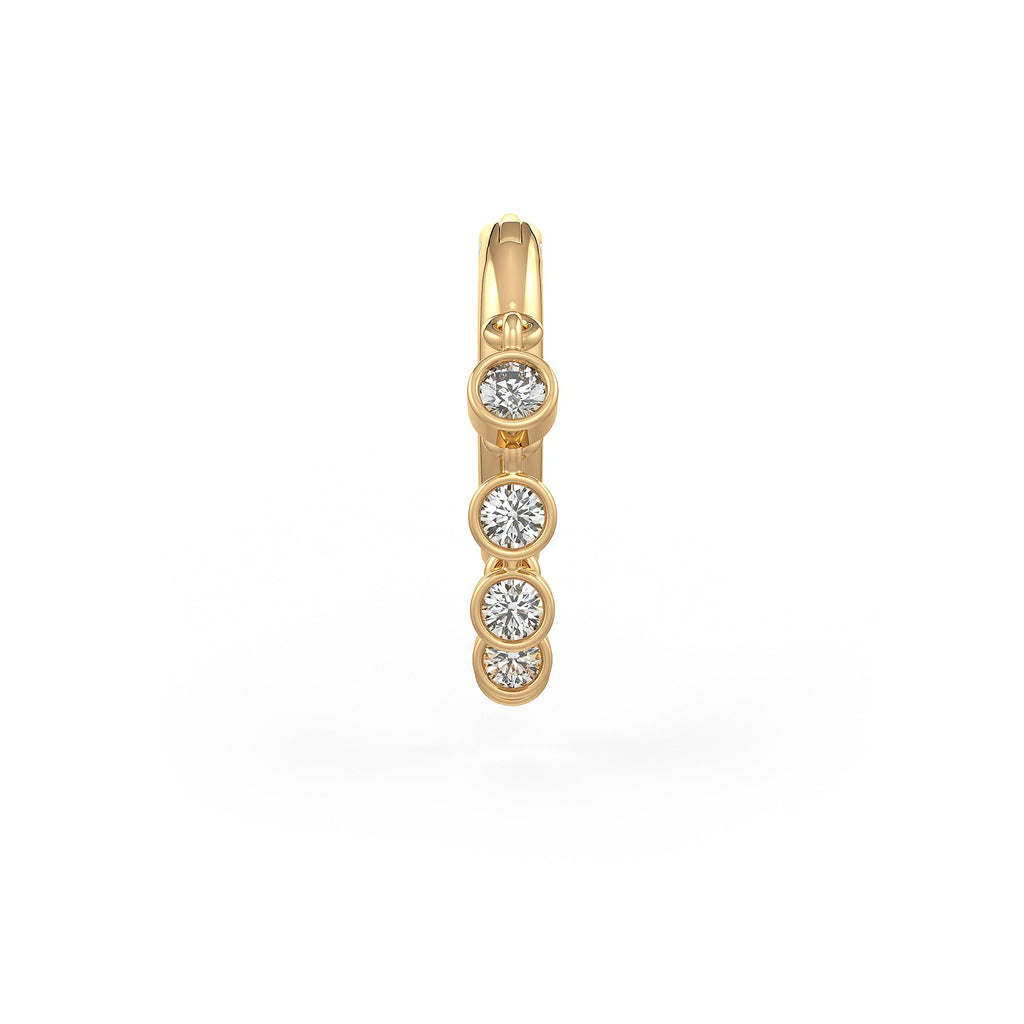 Diamond Nose Hoop Ring in 18ct Yellow Gold Bezel Charms