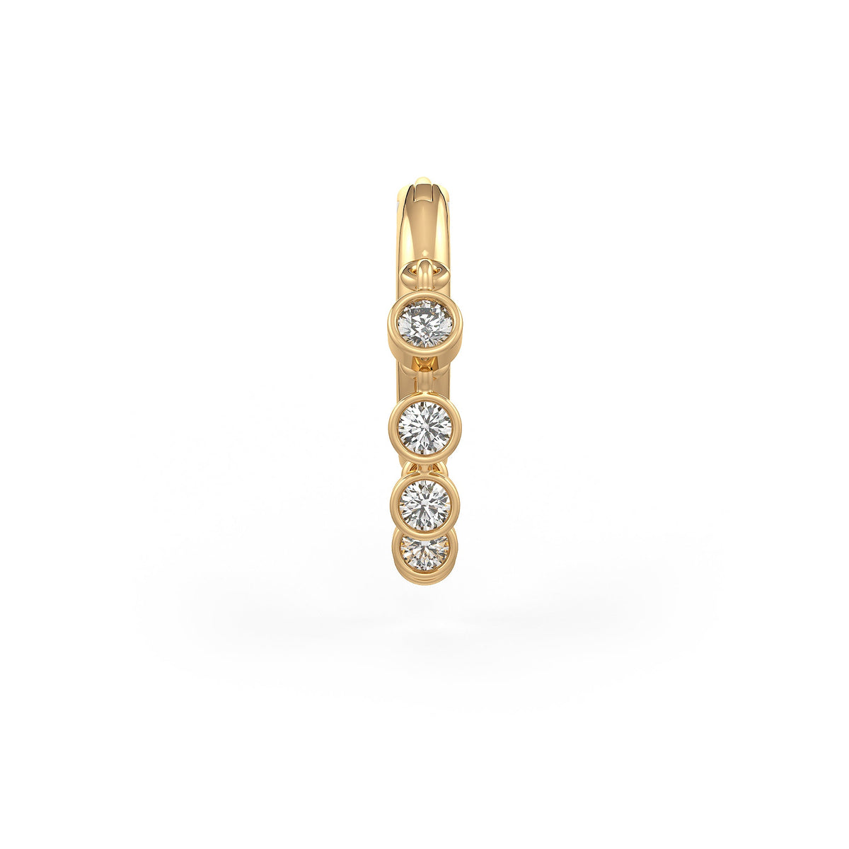Diamond Nose Hoop Ring in 18ct Yellow Gold Bezel Charms