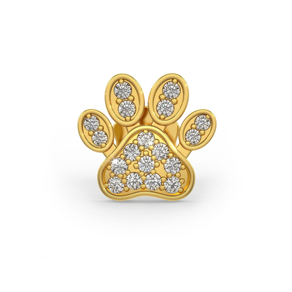 18ct Yellow Gold Diamond Stud Paws🐾  Singular Cartilage Piercing Paw Earrings