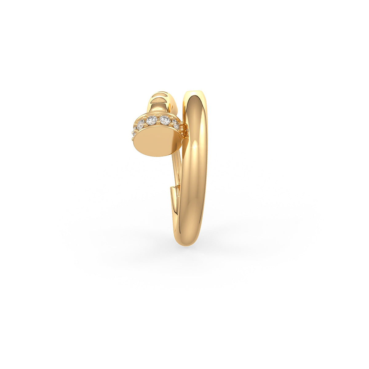 Sparkling diamond nose ring showcasing polished yellow gold finish