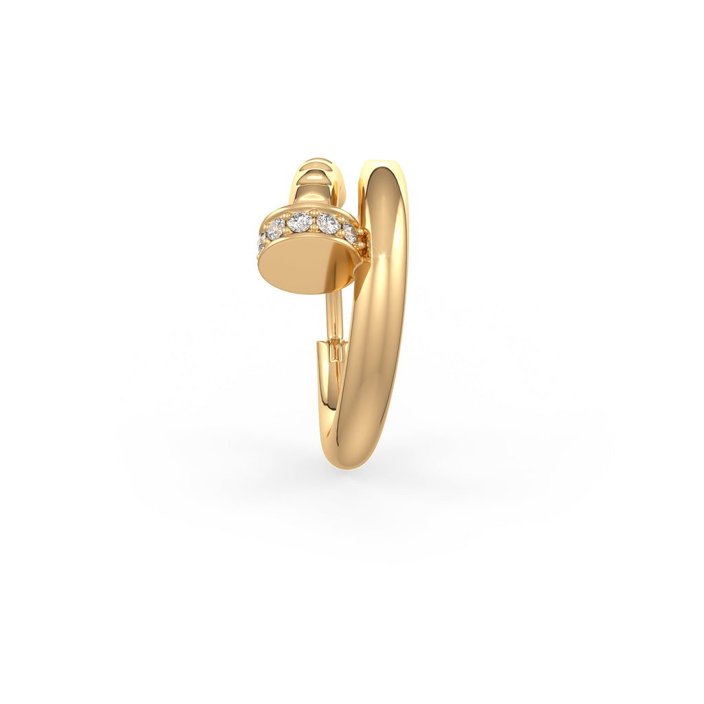 Diamond Nail Hoop Cartilage Earring 10mm in 18ct Yellow Gold