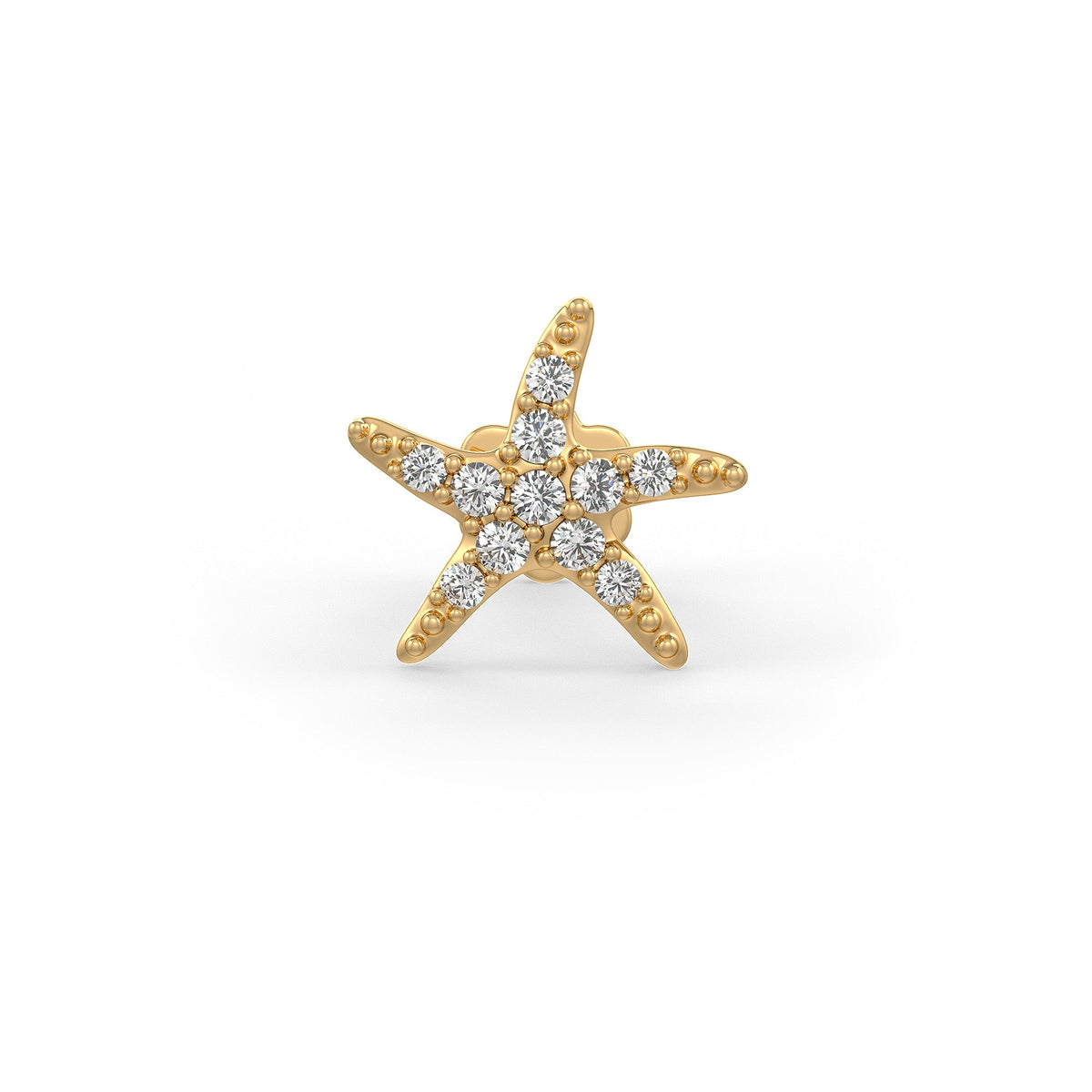 Starfish Diamond Nose Stud Pin 18ct Yellow Gold