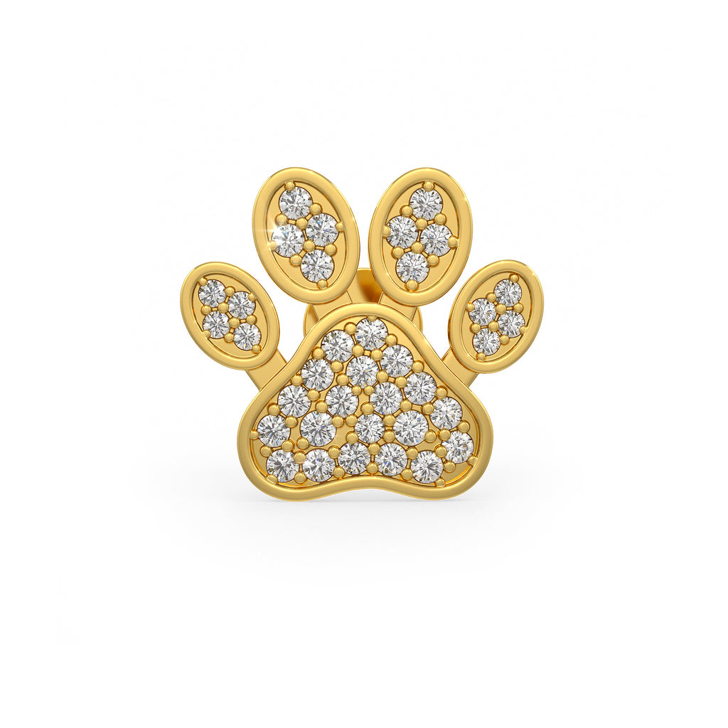 Diamond Paw Earrings Yellow Gold